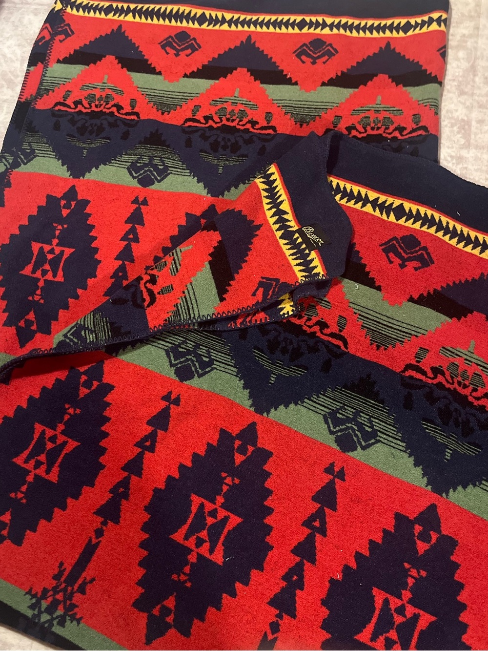 Beacon Multicolor Aztec Knit Throw - Red, Navy & Gold